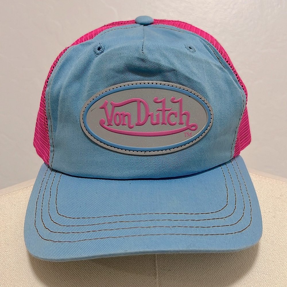 Von Dutch Reflective Originals Pink and Blue Trucker Hat
